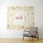 Welkom Wildflower Girl's 1e verjaardag Wandkleed (In Situ (horizontaal))