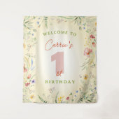 Welkom Wildflower Girl's 1e verjaardag Wandkleed (Voorkant)