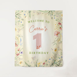 Welkom Wildflower Girl's 1e verjaardag Wandkleed