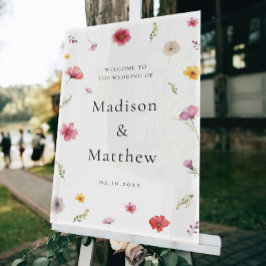 Welkom Wildflower Wedding Acryl Bord