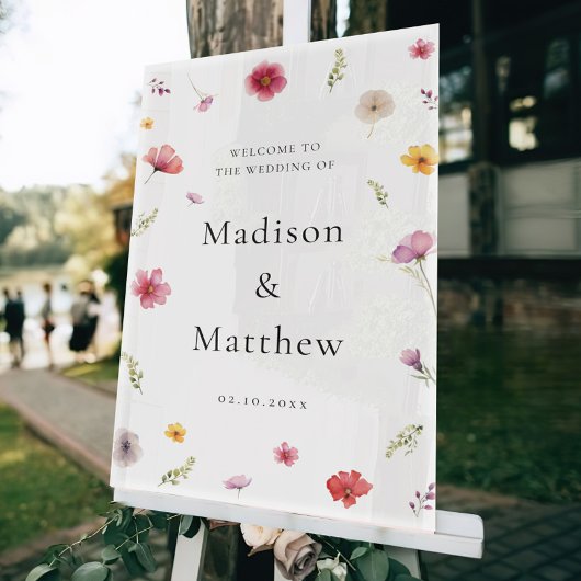 Welkom Wildflower Wedding Acryl Bord