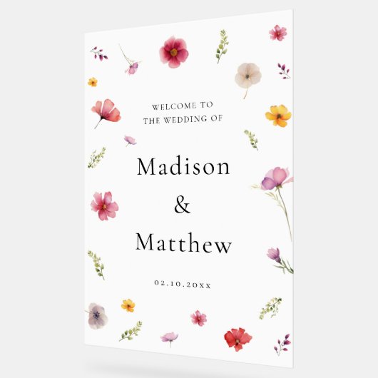 Welkom Wildflower Wedding Acryl Bord (Hoek)