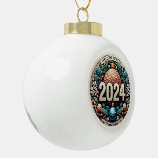 Welkom winter 2024 keramische bal ornament (Links)