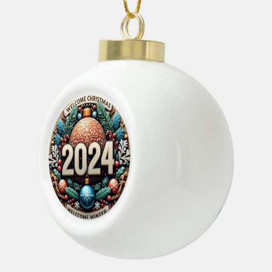 Welkom winter 2024 keramische bal ornament (Rechts)