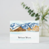 Welkom Winter Barn Wyoming Tetons Sneeuw Feestdagenkaart (Staand voorkant)