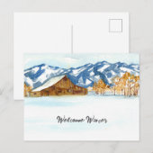 Welkom Winter Barn Wyoming Tetons Sneeuw Feestdagenkaart (Voorkant / Achterkant)