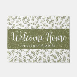 Welkom Winter Cypress & Snowfall Pattern Green Deurmat