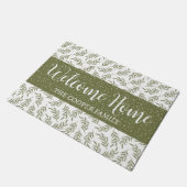 Welkom Winter Cypress & Snowfall Pattern Green Deurmat (Schuin)