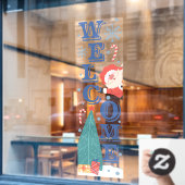 Welkom Winter Feestdagen Kerst Schattige Santa Tre Raamsticker (Cafe Raam)