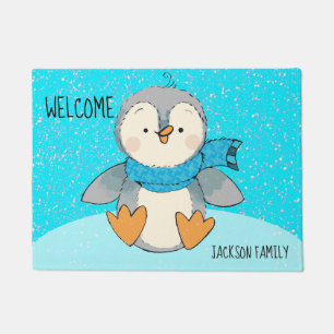Welkom Winter Penguin Custom Doormat Deurmat