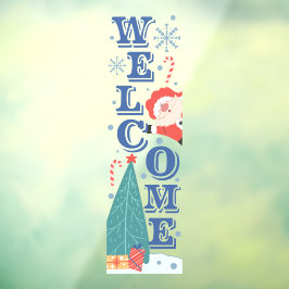 Welkom Winter Vakantie Kerst Cute Kerstman Boom Raamsticker