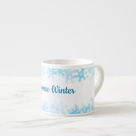 Welkom Winter, witte blauwe ijskristallen Espresso Kop