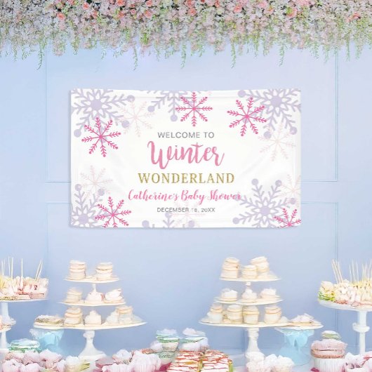 Welkom Winter Wonderland Baby shower Snowflakes Spandoek
