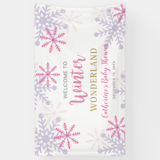 Welkom Winter Wonderland Baby shower Snowflakes Spandoek (Verticaal)