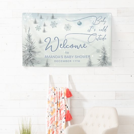 Welkom Winter zijn koude buiten Boy Baby shower Spandoek (Insitu)