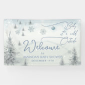 Welkom Winter zijn koude buiten Boy Baby shower Spandoek (Horizontaal)