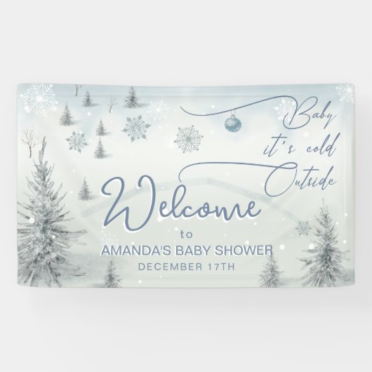 Welkom Winter zijn koude buiten Boy Baby shower Spandoek (Horizontaal)
