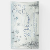 Welkom Winter zijn koude buiten Boy Baby shower Spandoek (Verticaal)