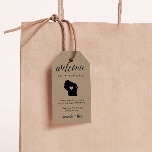 Welkom Wisconsin Wedding Cadeaulabel