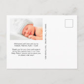 Welkom Wit Script Foto Overlay Geboorte Aankondigingskaart (Achterkant)