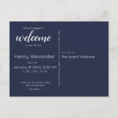 Welkom wit script overlay foto gepersonaliseerd aankondigingskaart (Achterkant)