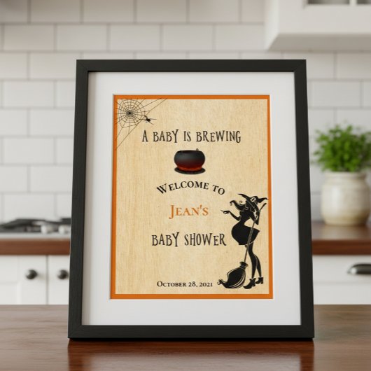 Welkom Witch Brewing Halloween Baby shower Poster