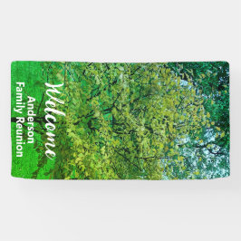 Welkom Witte en Groene Familienaam Boom Reunion Spandoek