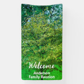 Welkom Witte en Groene Familienaam Boom Reunion Spandoek (Verticaal)