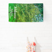 Welkom Witte en Groene Familienaam Boom Reunion Spandoek (Insitu)