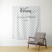 Welkom Witte Gewatteerde Parel Stof Look Trouwen Wandkleed (In situ)