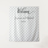 Welkom Witte Gewatteerde Parel Stof Look Trouwen Wandkleed (Voorkant)