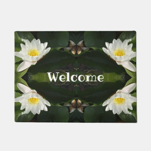Welkom, Witte Lotus Bloemen Deur Mat (Voorkant)