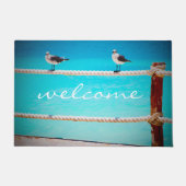 Welkom Witte zeebaarzen op Blauwe Oceaan Foto Deurmat (Voorkant)