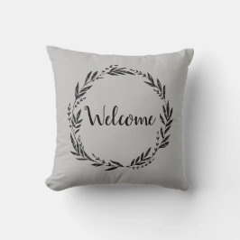 Welkom Wreath Grey Sierkussen