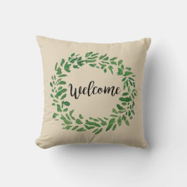 Welkom Wreath Painting Beige Pillow Kussen