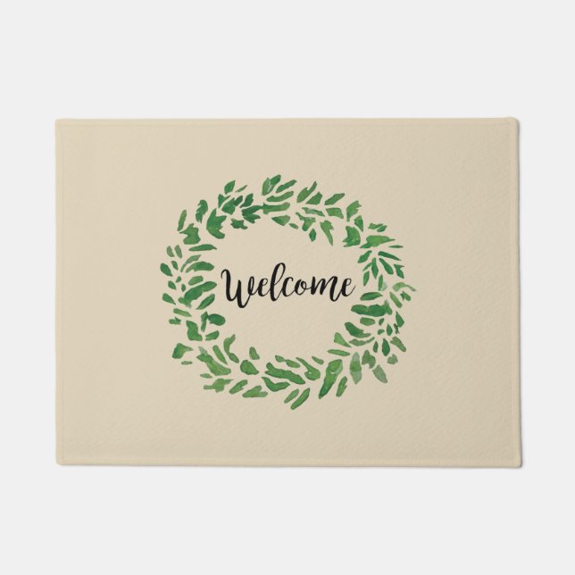 Welkom Wreath Painting Farmhouse Deurmat (Voorkant)