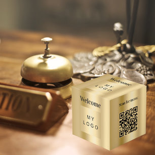 Welkom zakelijk logo QR-code goud menu tafel Kubus
