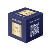 Welkom zakelijke logo QR code blauwe menutabel Kubus (Achter hoekig)