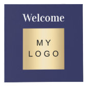 Welkom zakelijke logo QR code blauwe menutabel Kubus (Voorkant)