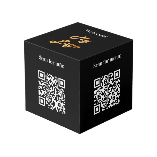 Welkom zakelijke logo QR code info tabel Kubus (Voorkant hoekig)