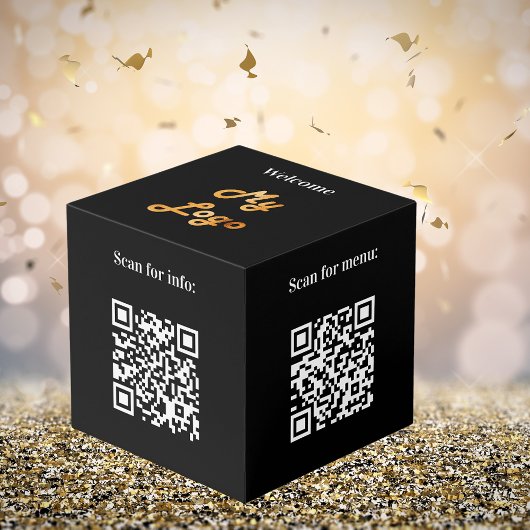 Welkom zakelijke logo QR code info tabel Kubus