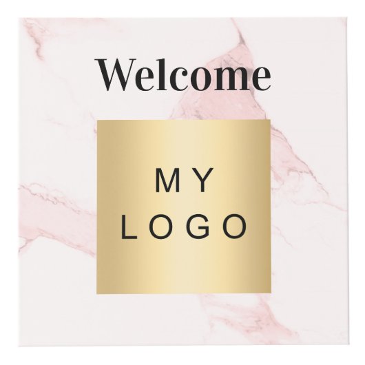 Welkom zakelijke logo QR code marmeren menutabel Kubus (Voorkant)