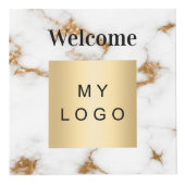 Welkom zakelijke logo QR code marmeren menutabel Kubus (Voorkant)