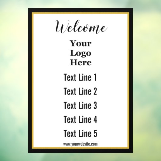 Welkom Zakelijke Tekst Website en Uw Logo Hier Raamsticker (Vel 3)