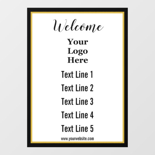 Welkom Zakelijke Tekst Website en Uw Logo Hier Raamsticker (Vel)
