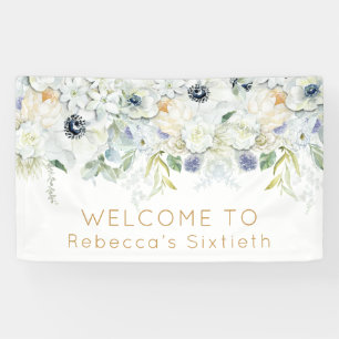 Welkom Zestigste Verjaardag Naam Witte Bloemen Bla Spandoek