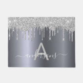 Welkom zilveren glitter druppelt familiemonogram deurmat (Voorkant)