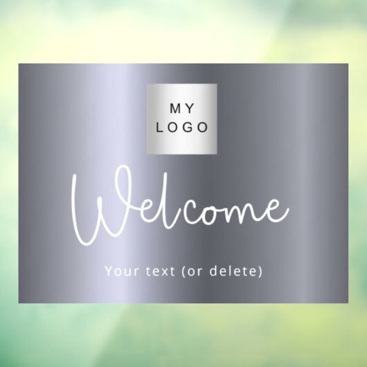 Welkom zilveren metalen bedrijfslogo raamsticker (Vel 3)