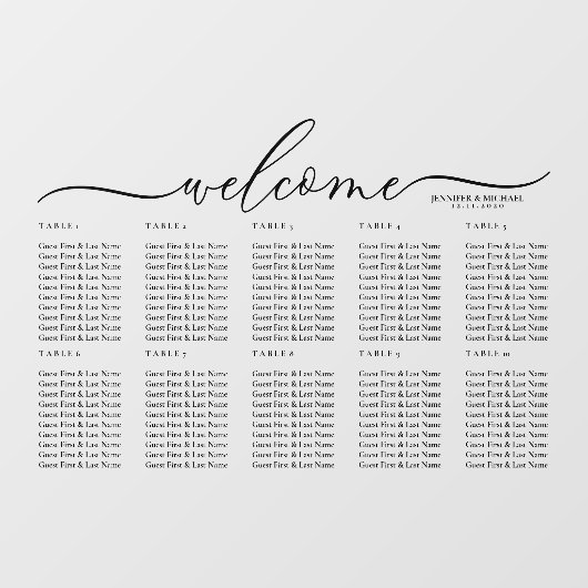 Welkom zitplaatskaart tafel nummers raamsticker (Vel)