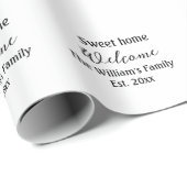 Welkom zoete thuis voeg familienaam jaar Est. Teks Cadeaupapier (Rol Hoek)